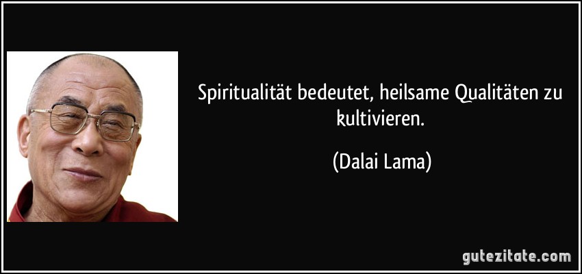 Spiritualität bedeutet, heilsame Qualitäten zu kultivieren. (Dalai Lama)