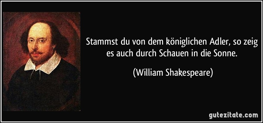 Stammst du von dem königlichen Adler, so zeig es auch durch Schauen in die Sonne. (William Shakespeare)