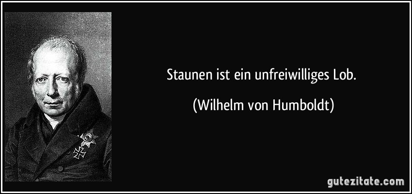 Staunen ist ein unfreiwilliges Lob. (Wilhelm von Humboldt)