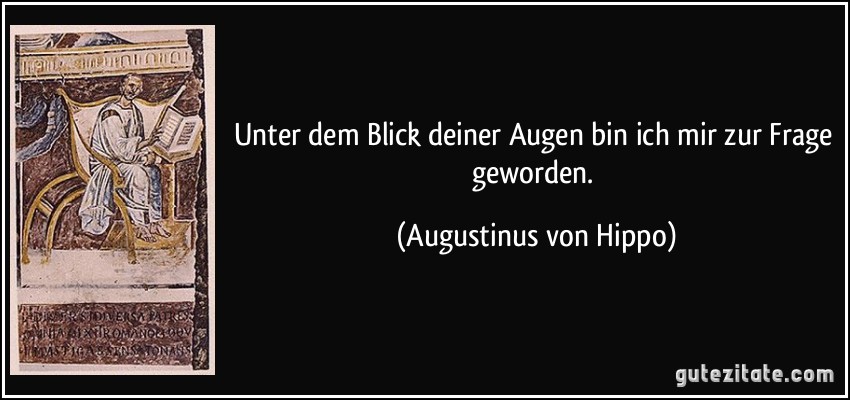 Unter dem Blick deiner Augen bin ich mir zur Frage geworden. (Augustinus von Hippo)