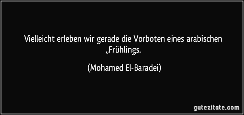 Vielleicht erleben wir gerade die Vorboten eines arabischen „Frühlings. (Mohamed El-Baradei)