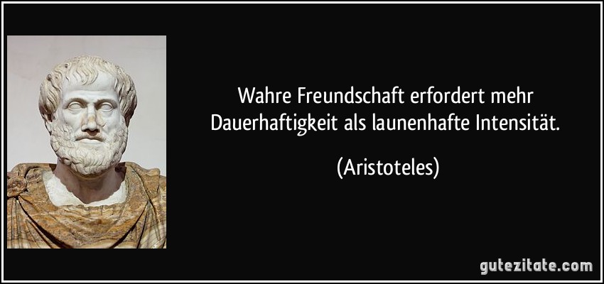 Wahre Freundschaft erfordert mehr Dauerhaftigkeit als launenhafte Intensität. (Aristoteles)