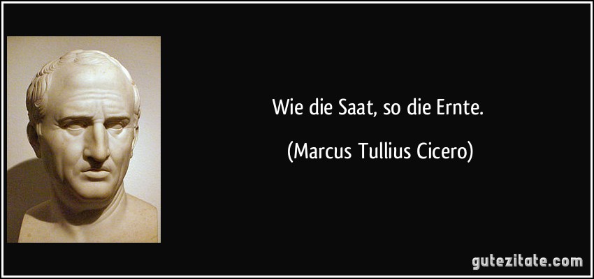 Wie die Saat, so die Ernte. (Marcus Tullius Cicero)