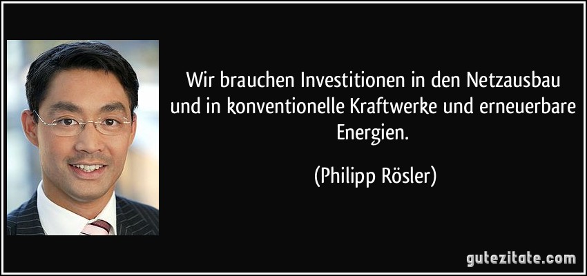 Wir brauchen Investitionen in den Netzausbau und in konventionelle Kraftwerke und erneuerbare Energien. (Philipp Rösler)