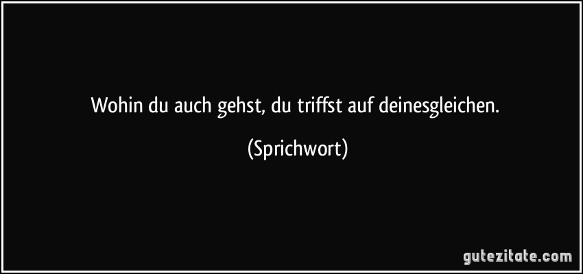 Wohin du auch gehst, du triffst auf deinesgleichen. (Sprichwort)