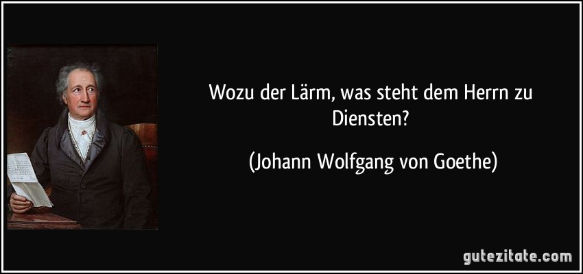 Wozu der Lärm, was steht dem Herrn zu Diensten? (Johann Wolfgang von Goethe)