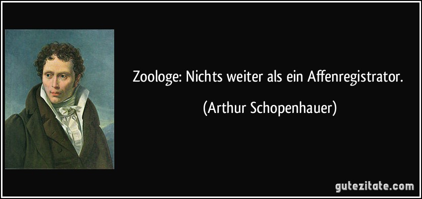 Zoologe: Nichts weiter als ein Affenregistrator. (Arthur Schopenhauer)